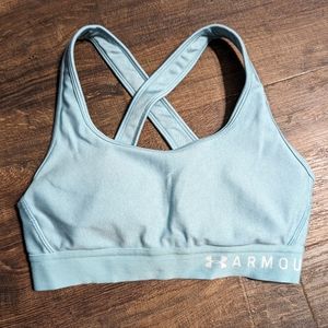 Under Armour S Blue Sports Bra Removable Cup Liners Criss Cross Straps